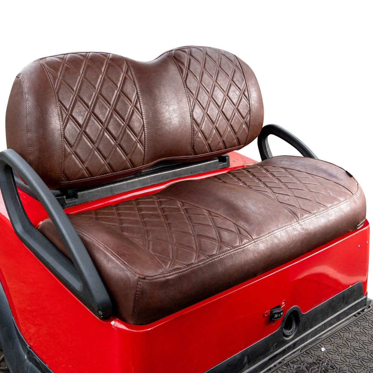 NOKINS golf cart seat cover front view with durable fit for quick upgrade.