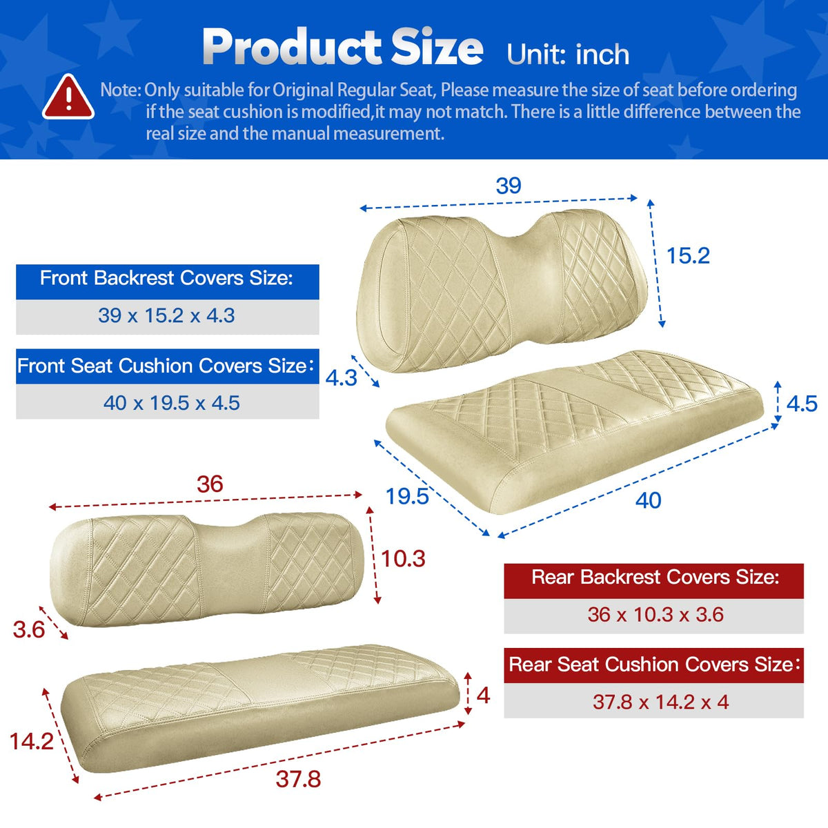 Installation view of NOKINS seat covers fitting over Buff cushions