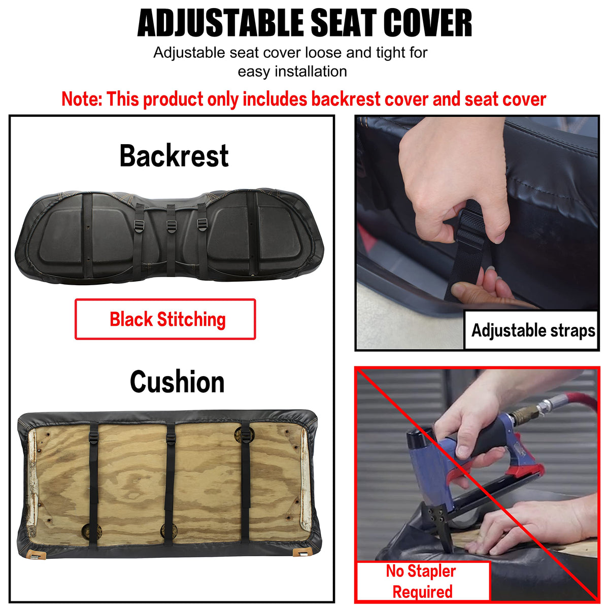 NOKINS installation straps enable quick slip-on fit for golf cart seats.