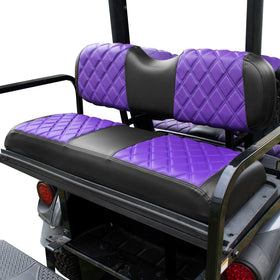 NOKINS golf cart seat cover purple-black front view showing durable protection