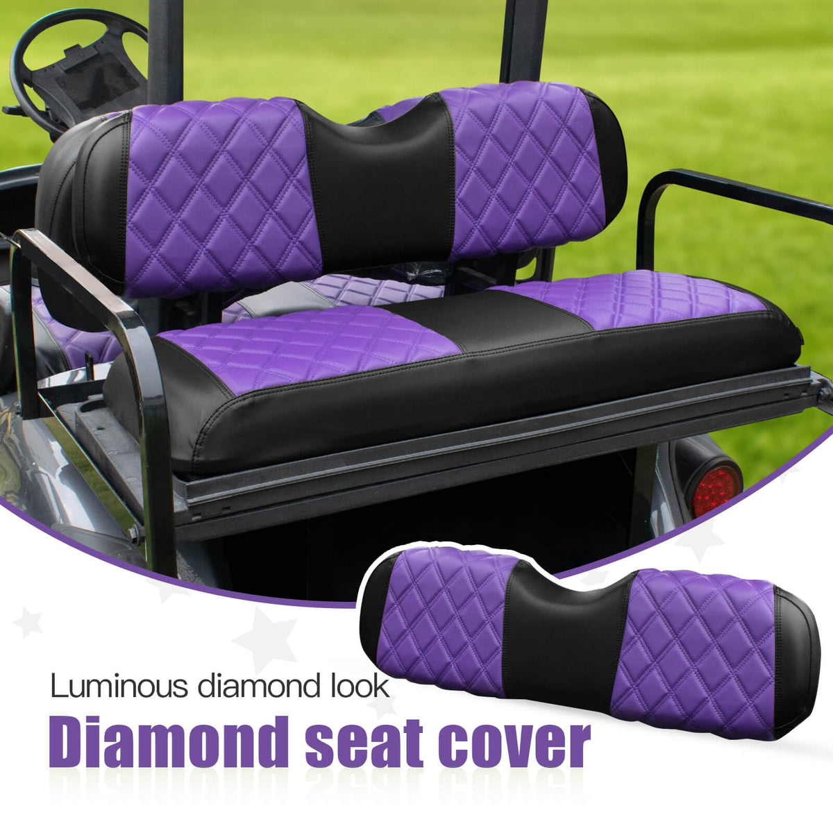 NOKINS seat cover purple-black rear view with full-wrap protection