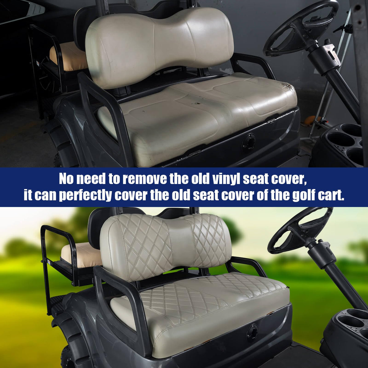 NOKINS vinyl is UV-resistant to prevent sun fade on the cart seat