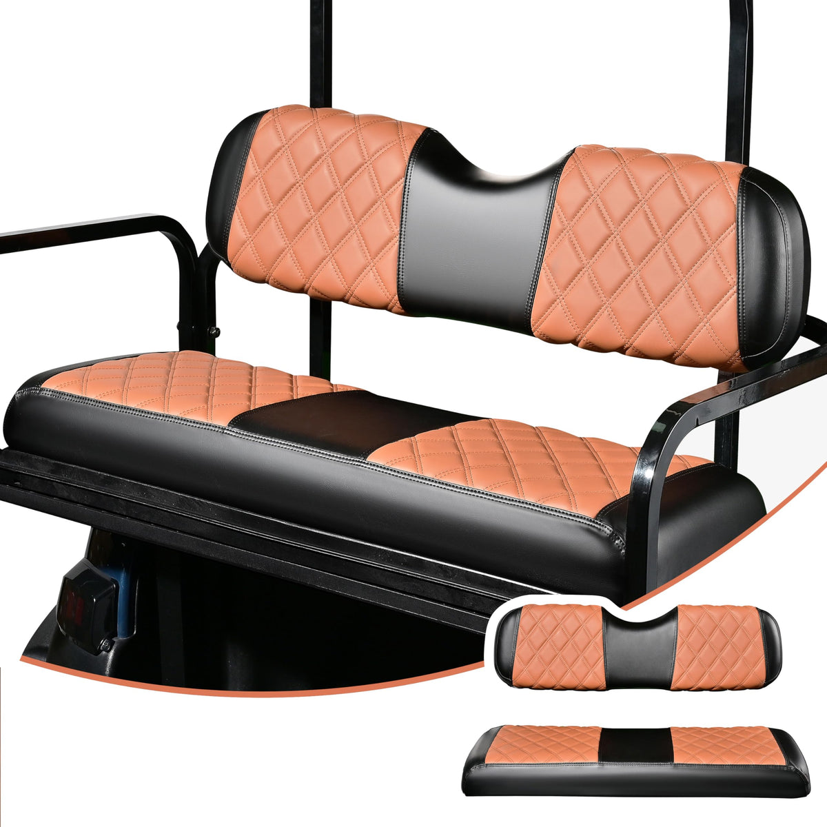 NOKINS rear seat cover in brown and black on a Club Car Precedent, durable finish