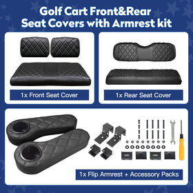 NOKINS flip-up armrests for rear seats; comfy support and easy folding.
