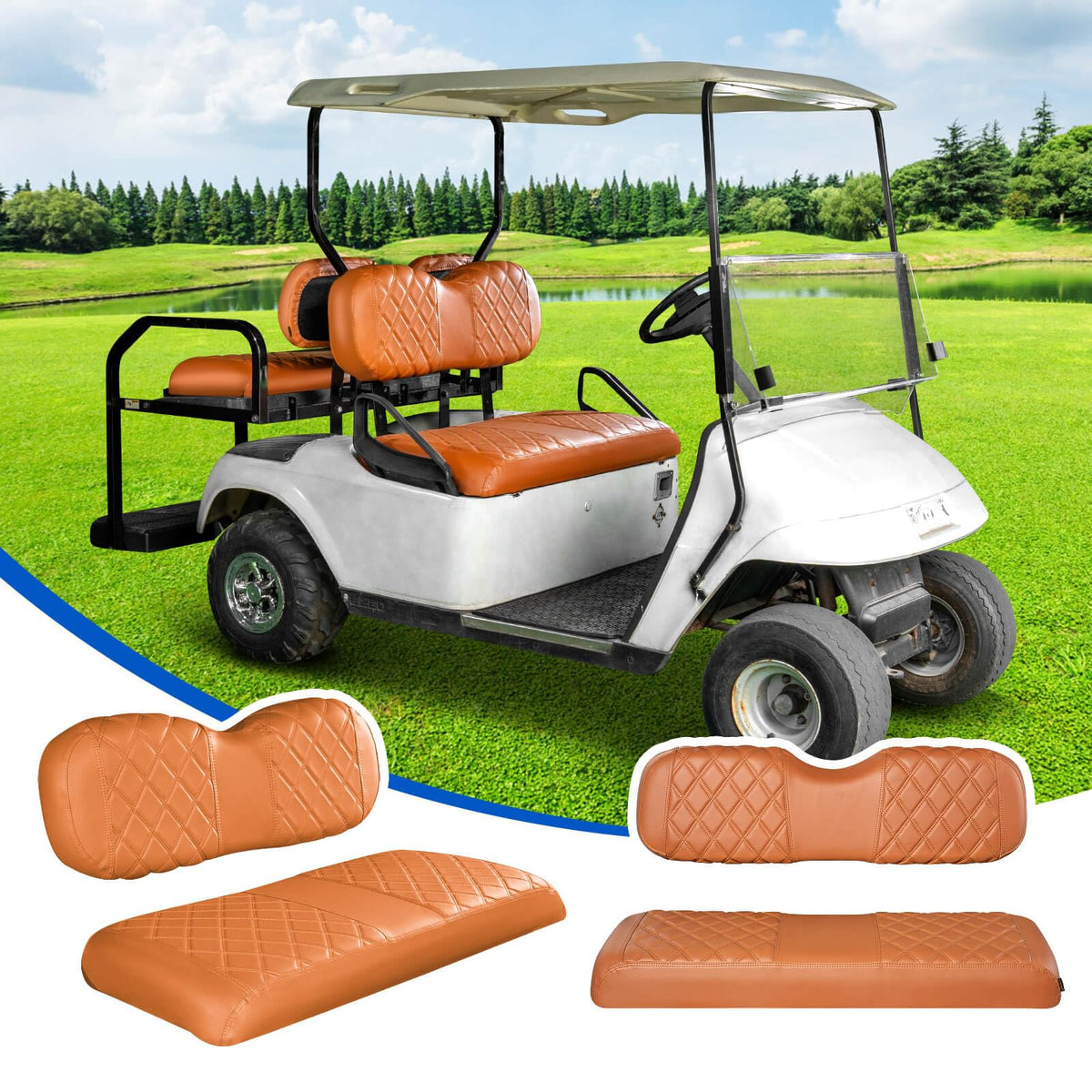 NOKINS front seat covers for EZGO Freedom TXT-T48; durable vinyl designed for easy cleanup.