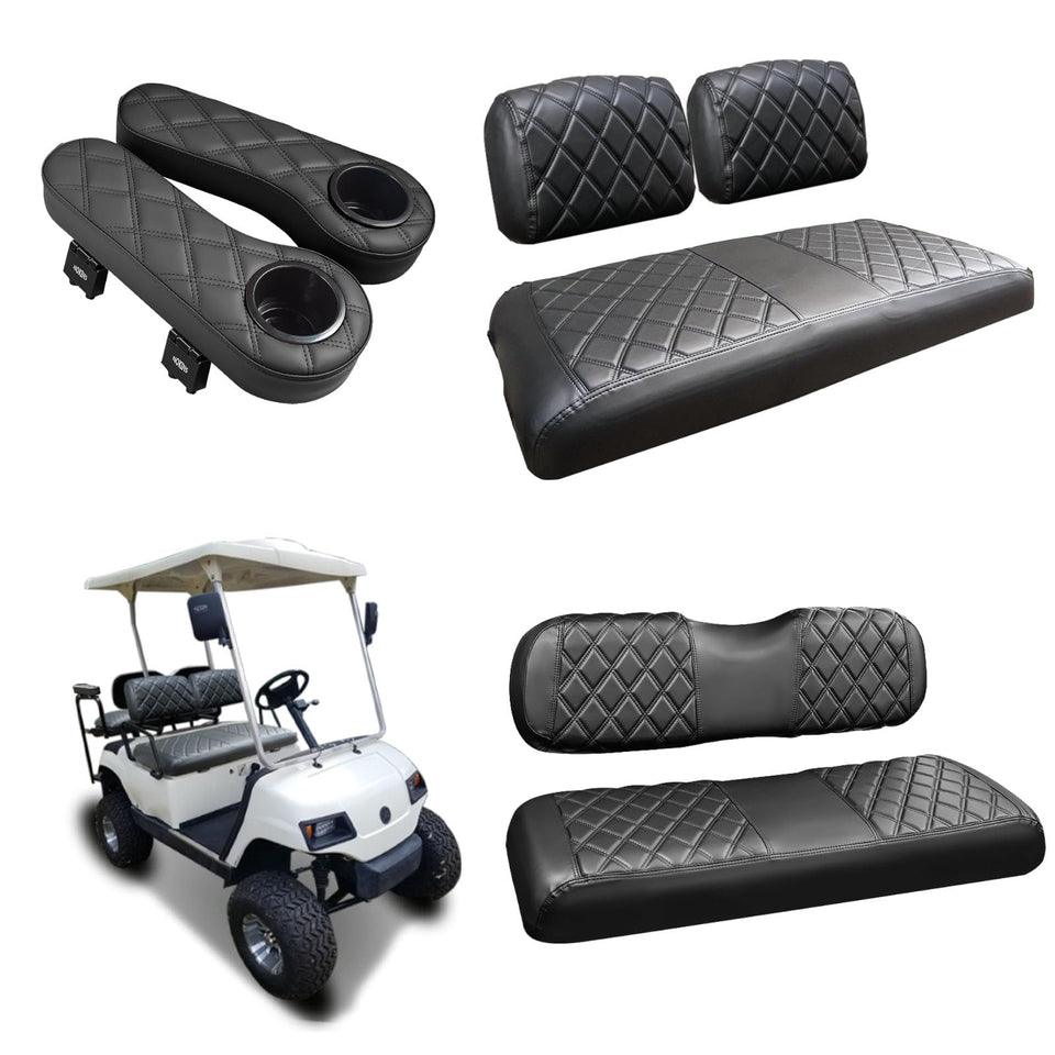 NOKINS front seat cover in black stitching for Yamaha G2-G22; easy to wipe clean.
