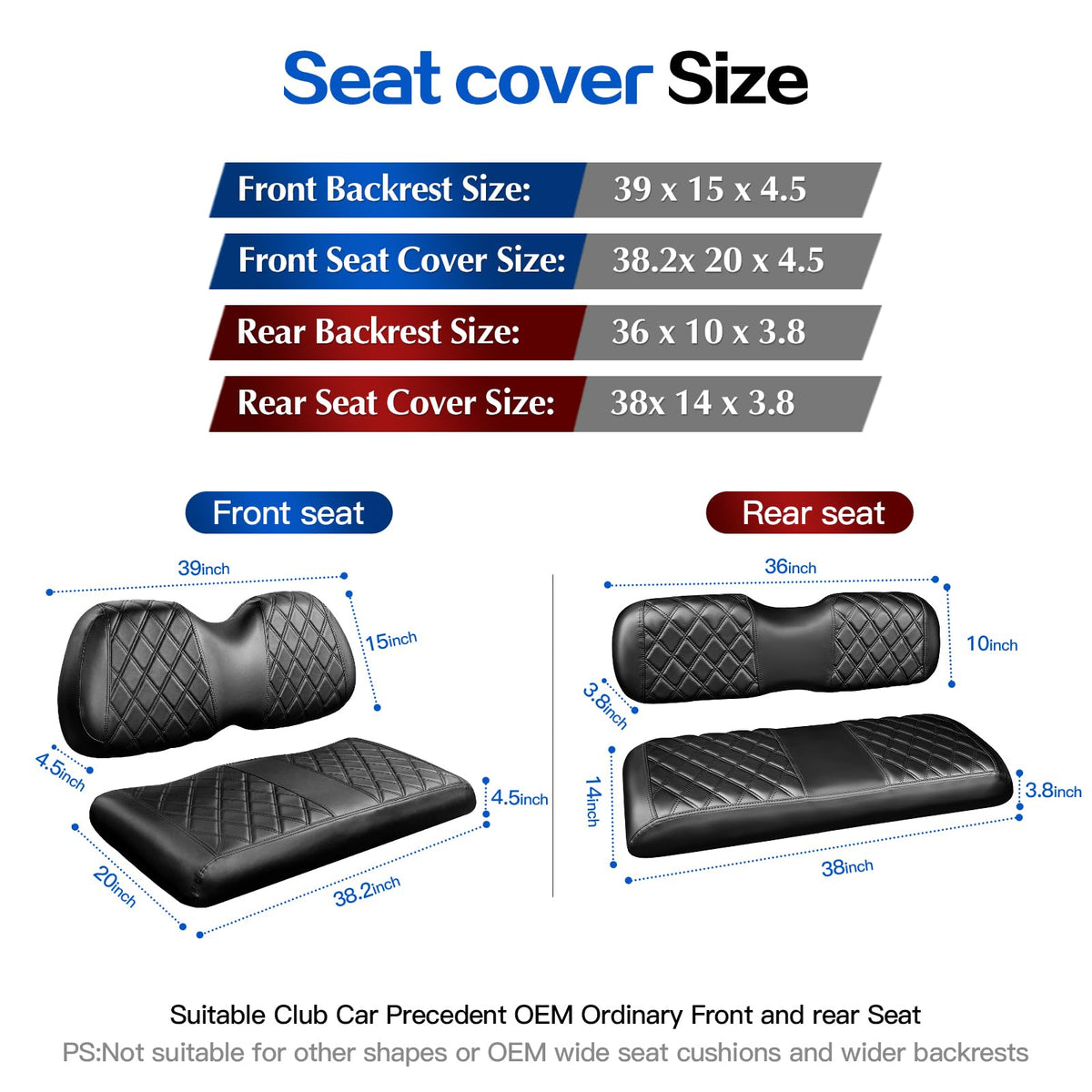 NOKINS golf cart front seat cover with diamond stitching for premium look