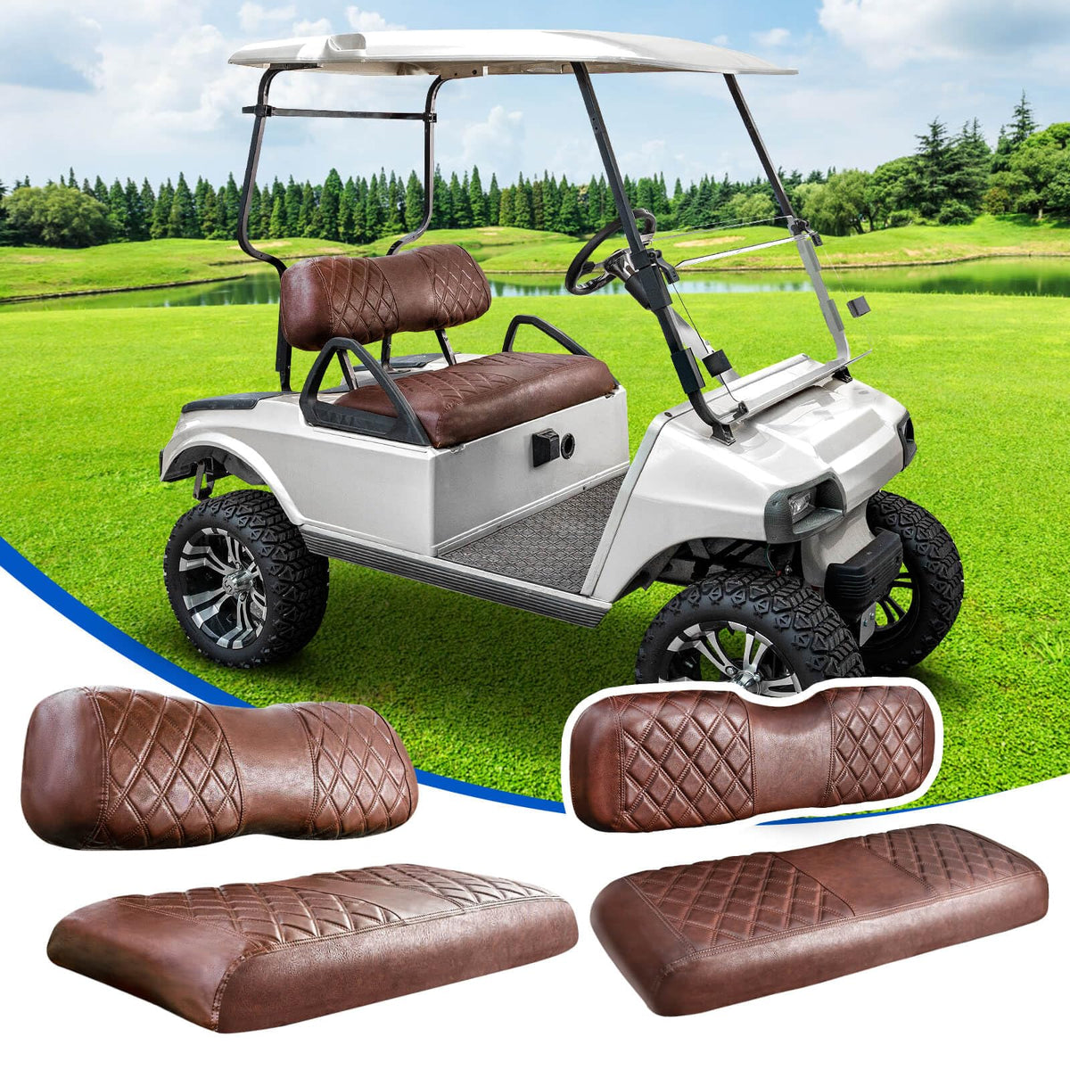 NOKINS front seat cover for Club Car DS—durable vinyl, easy wipe-clean