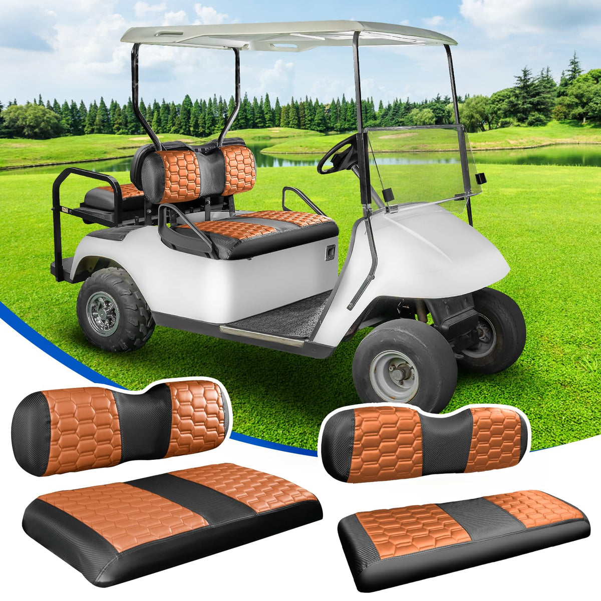 NOKINS hexagon carbon fiber front seat cover protects wear with rugged style.
