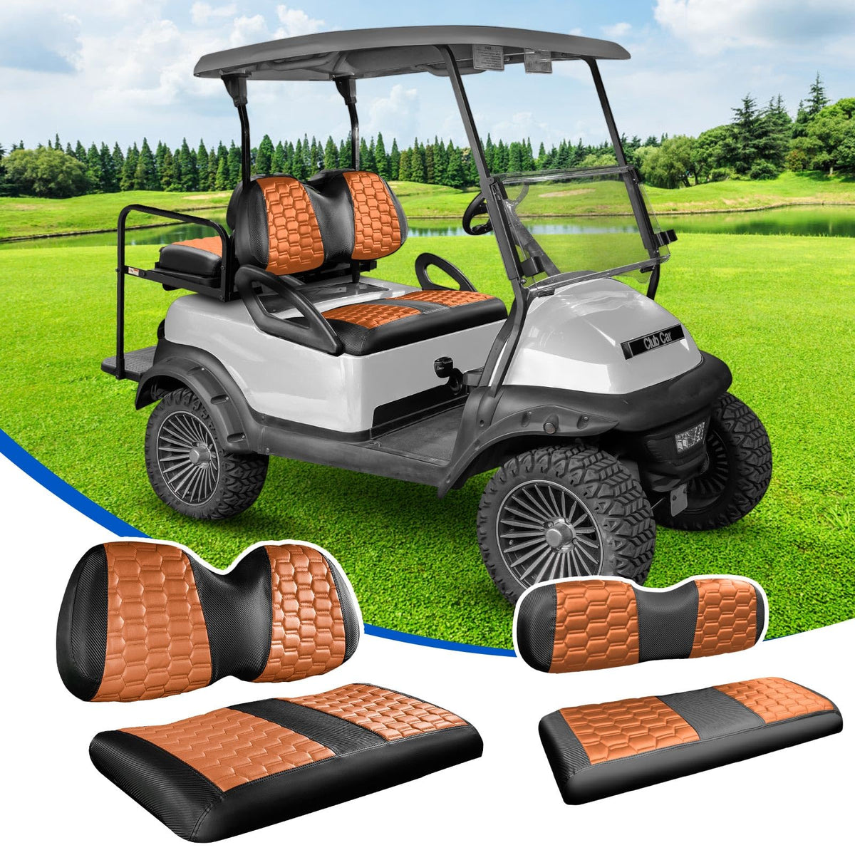 NOKINS golf cart seat covers kit 4pcs for front and rear, durable protection.