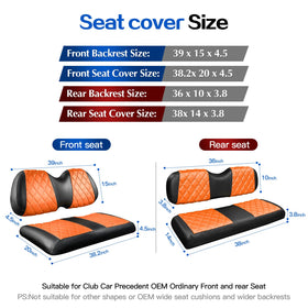 NOKINS rear diamond seat covers for Club Car Precedent provide full coverage