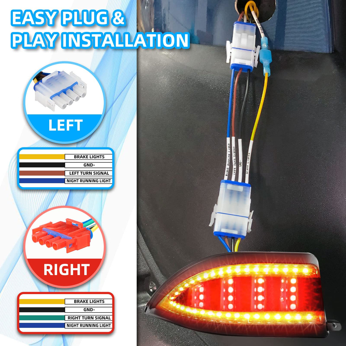 NOKINS 12V power setup powers brighter light output and longer life.