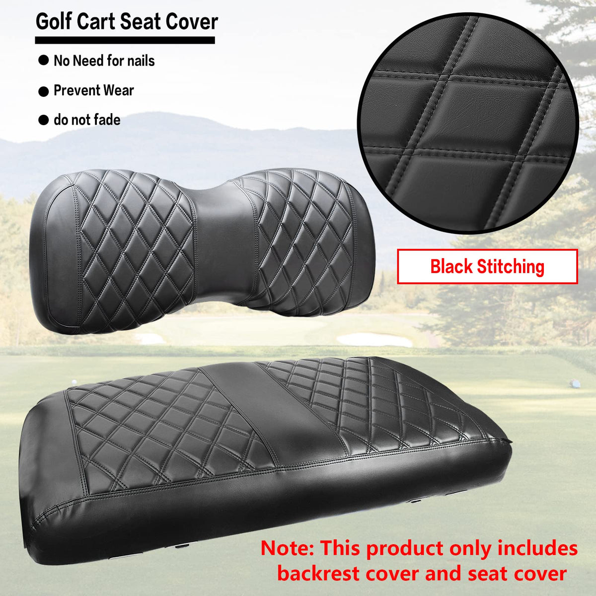 NOKINS YD diamond seat cover uses adjustable straps for quick installation.