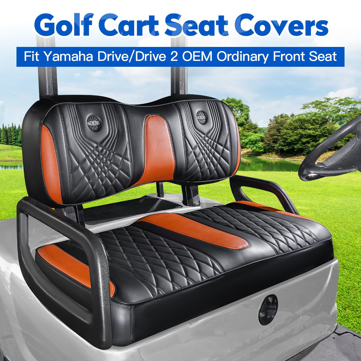 NOKINS gradient diamond rear seat cover in black and brown protects rear cushions