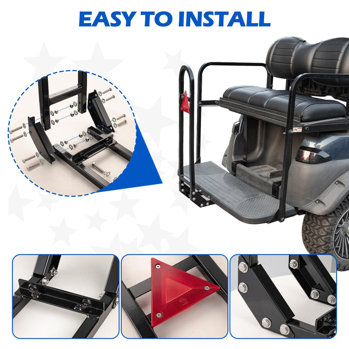 NOKINS heavy-duty steel construction for durable rear grab bar