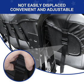NOKINS easy-install straps and buckle system secures the rear seat cover quickly.