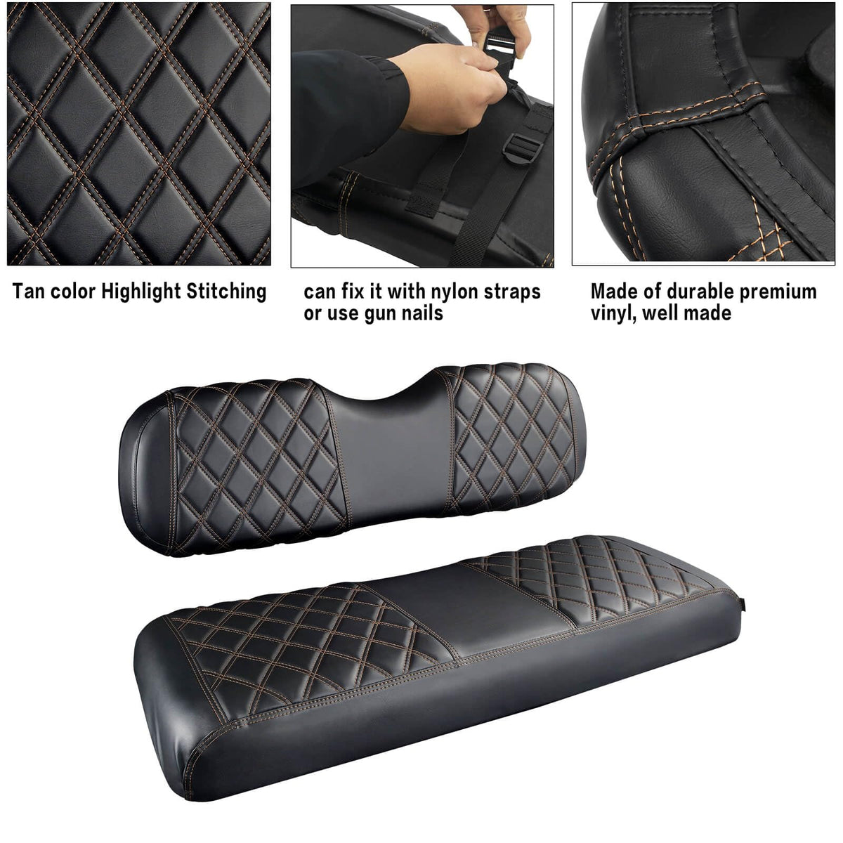 NOKINS installation straps rear seat cover enable quick, tool-free fit.