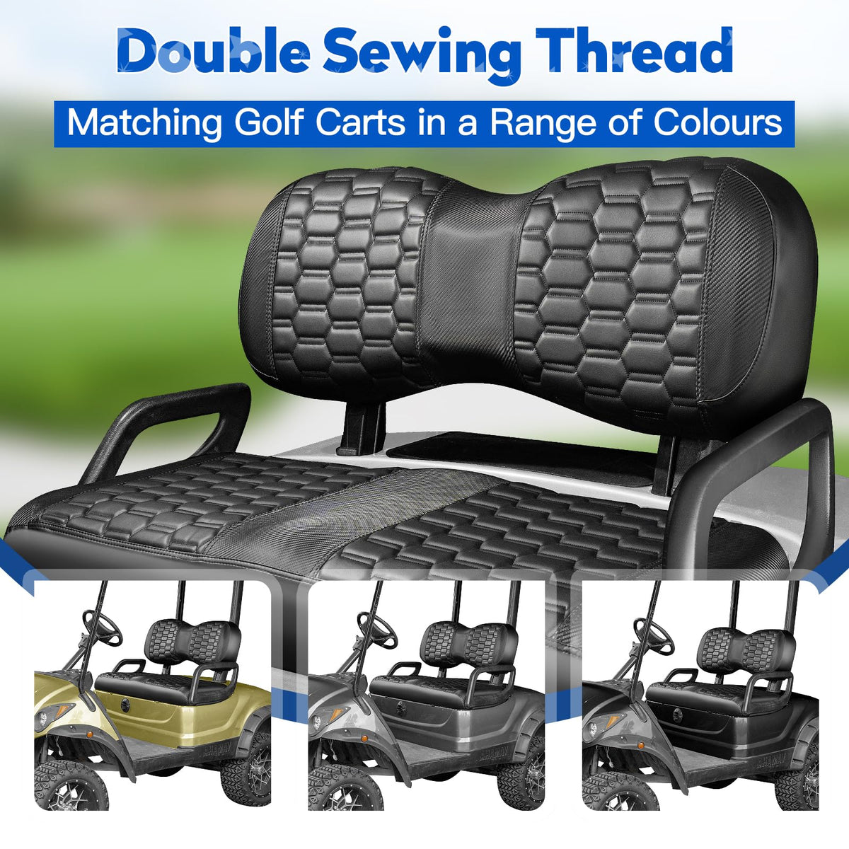 NOKINS marine-grade vinyl durability for golf cart seats.