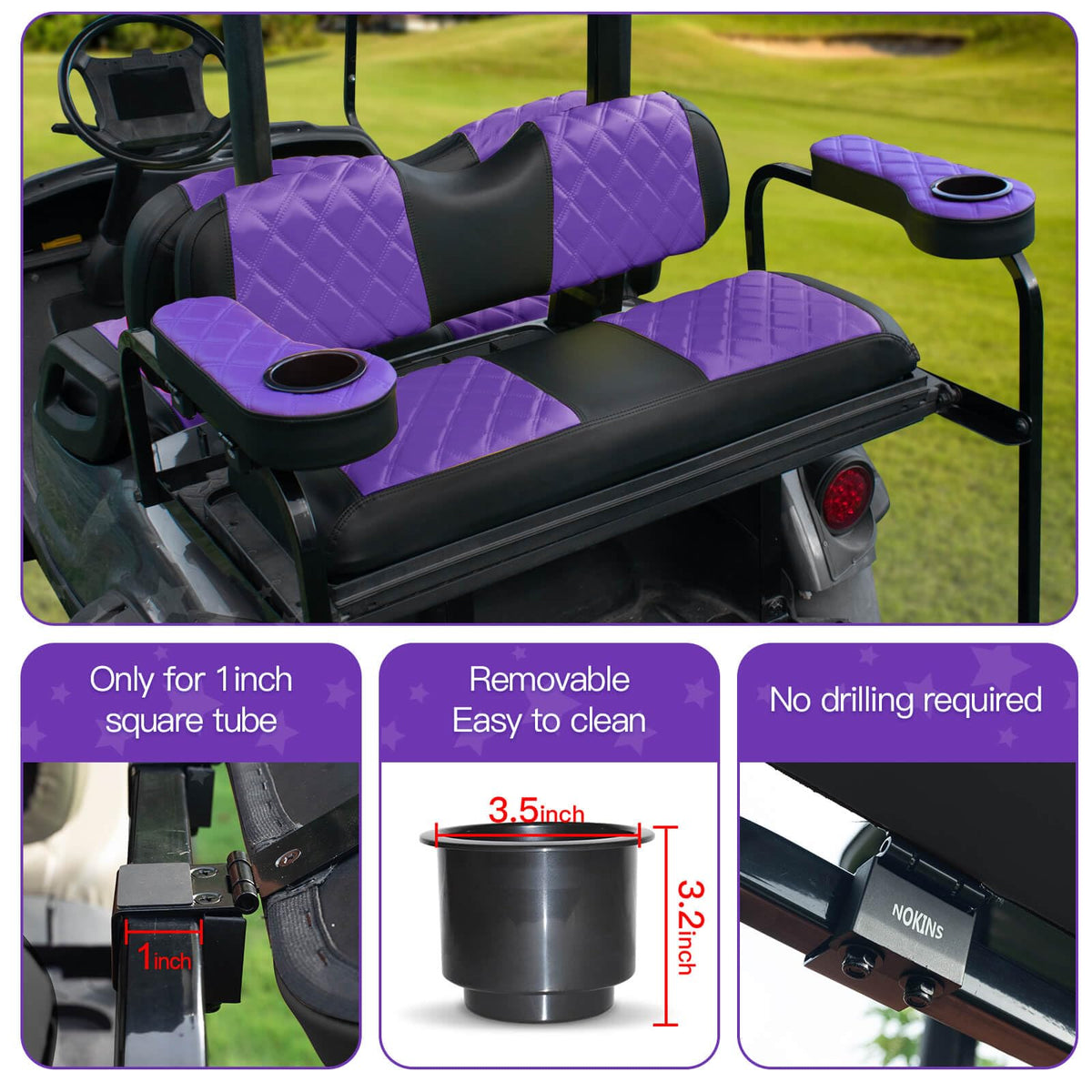 NOKINS purple and black colorway armrest