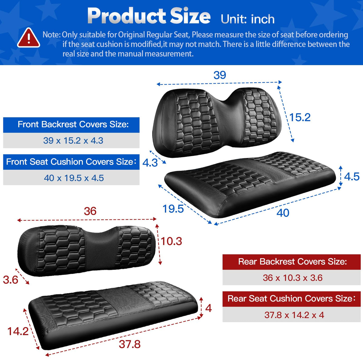 NOKINS rear seat cover for standard cushions protects wear