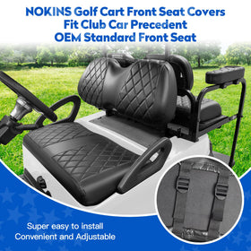 NOKINS rear seat cover with armrests demonstrates sturdy fit for Club Car Precedent