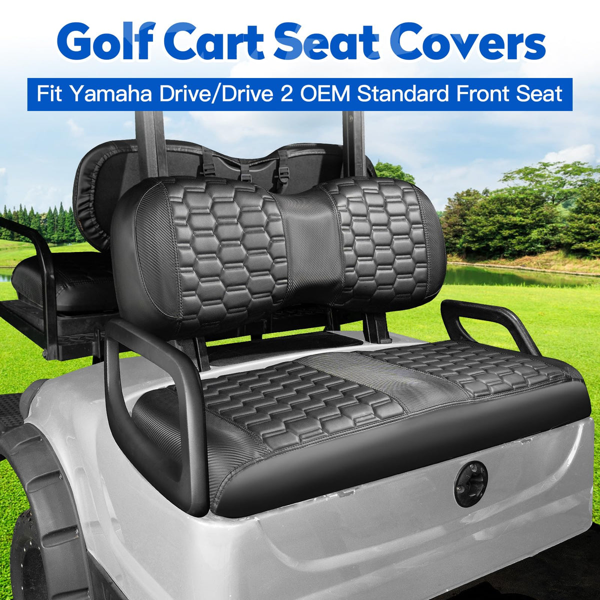 NOKINS rear seat cover for Yamaha Drive 2 shields upholstery on long rounds.