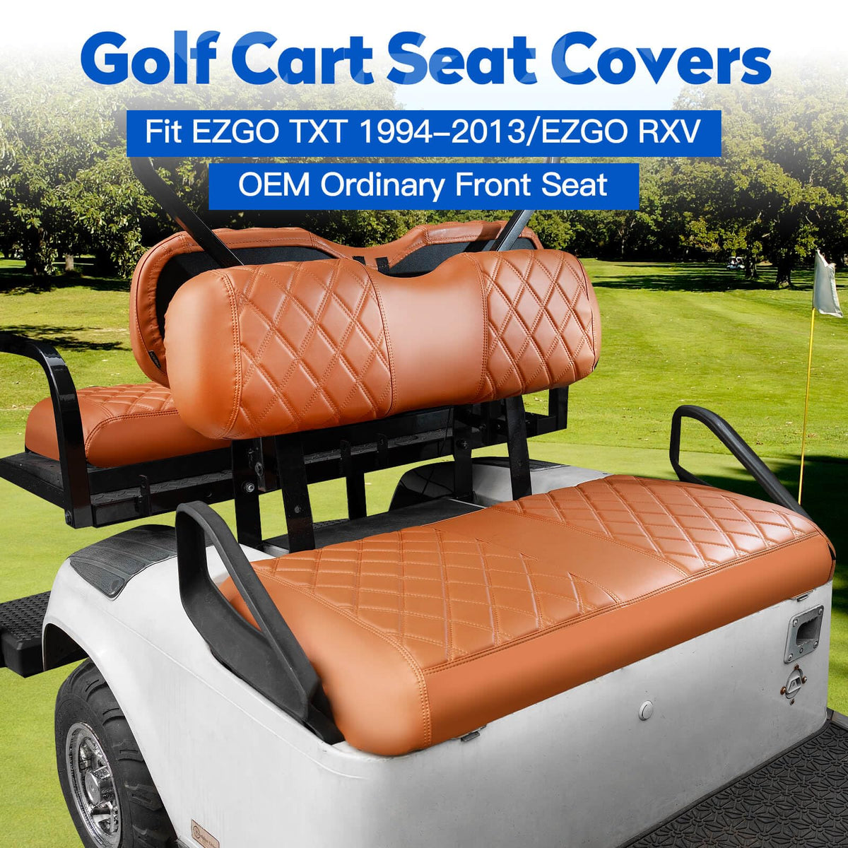 NOKINS rear seat covers in diamond pattern for EZGO TXT add luxury and durability.