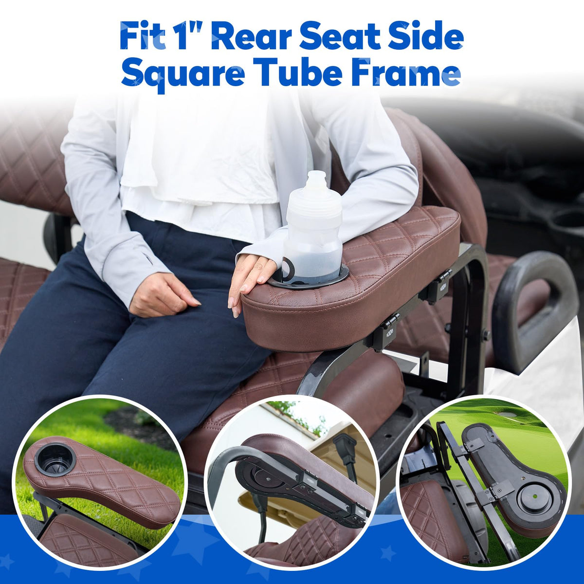 NOKINS rear-fit cover for EZGO RXV standard cushions fits securely.