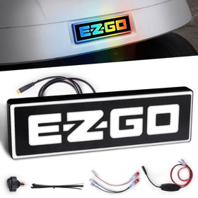 NOKINS RGB front emblem for EZGO TXT enhances night visibility with color