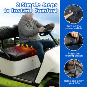 NOKINS seat cover with adjustable straps ensures secure fit on golf cart