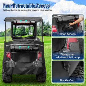 NOKINS side door roll-up window enables ventilation while keeping interior protected.