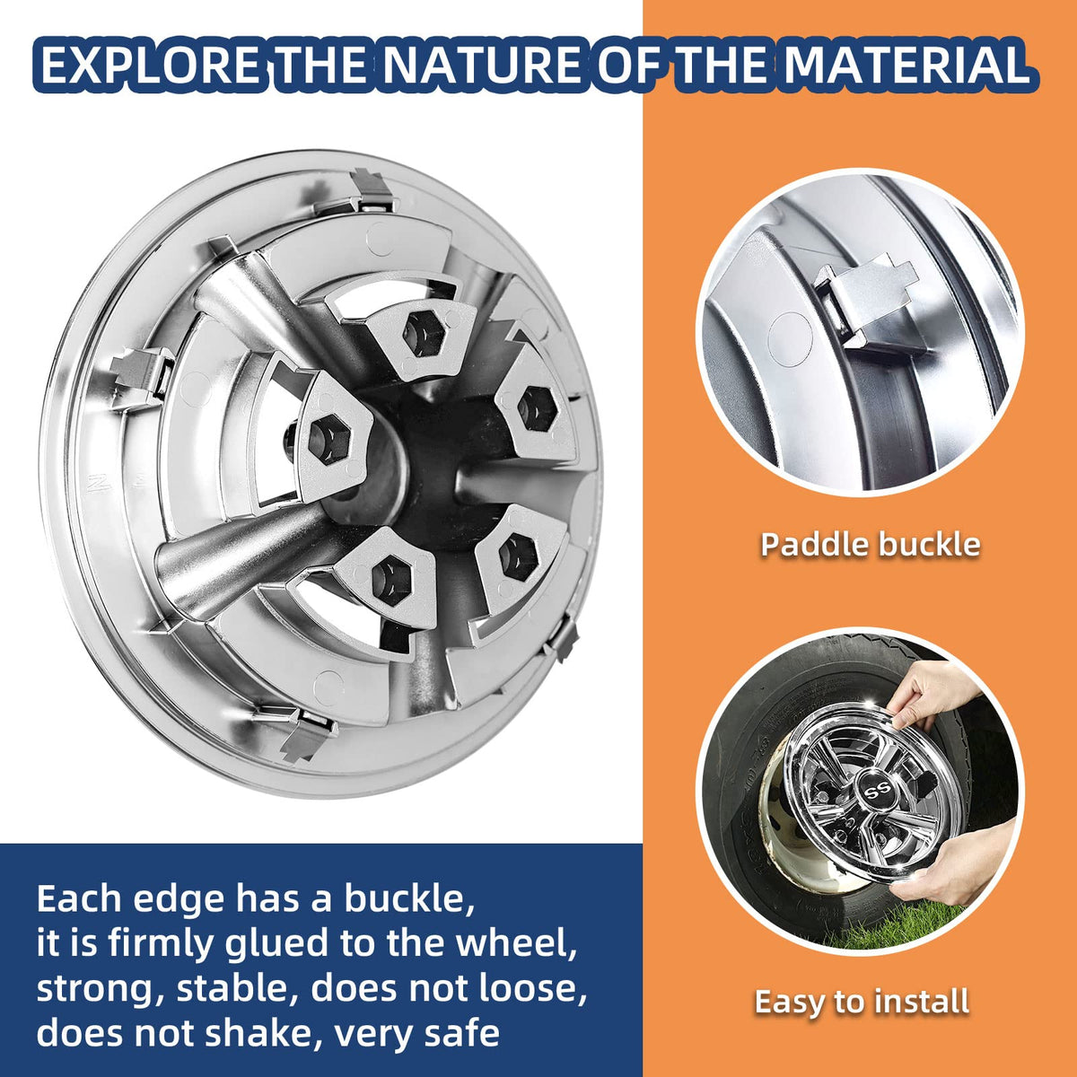 NOKINS hubcaps shield rims while adding reflective chrome shine on 8-inch wheels.