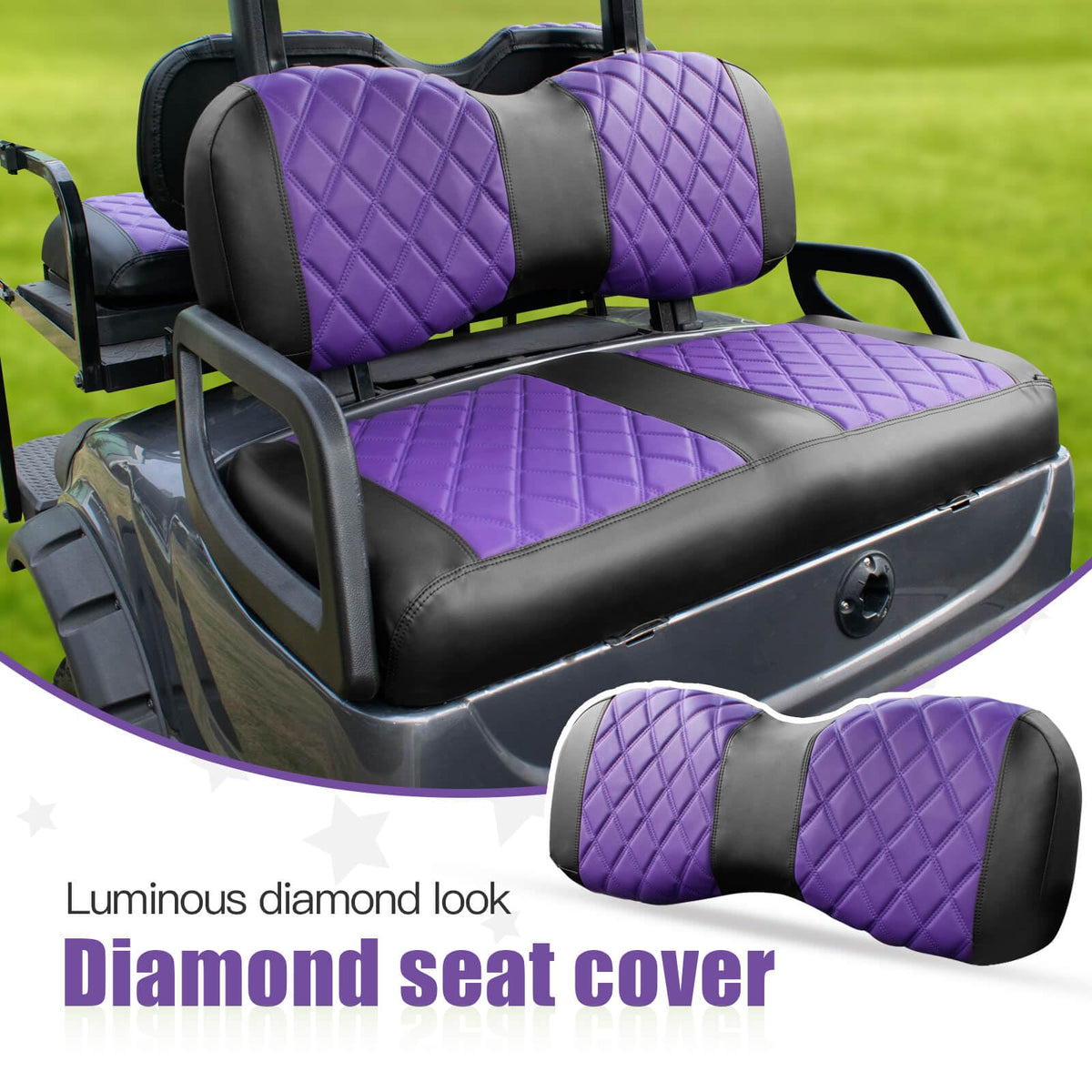 NOKINS Yamaha Drive front seat cover with diamond texture and premium vinyl.