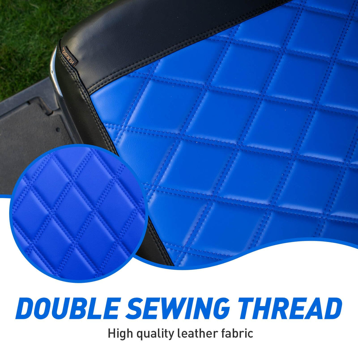 NOKINS Yamaha Drive front seat diamond texture close-up shows premium vinyl detail