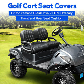 NOKINS Yamaha G29 rear seat cover in black stitch protects aftermarket cushions.