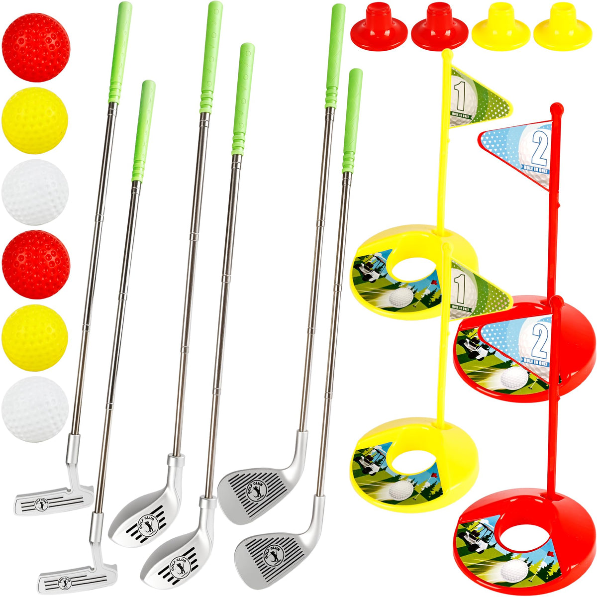 Norcoin golf clubs kit with retractable design for growing children.