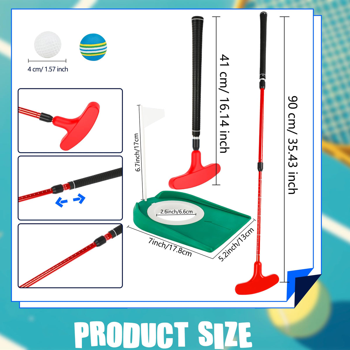 Norcoin adjustable putter extended to 90 cm for growing players