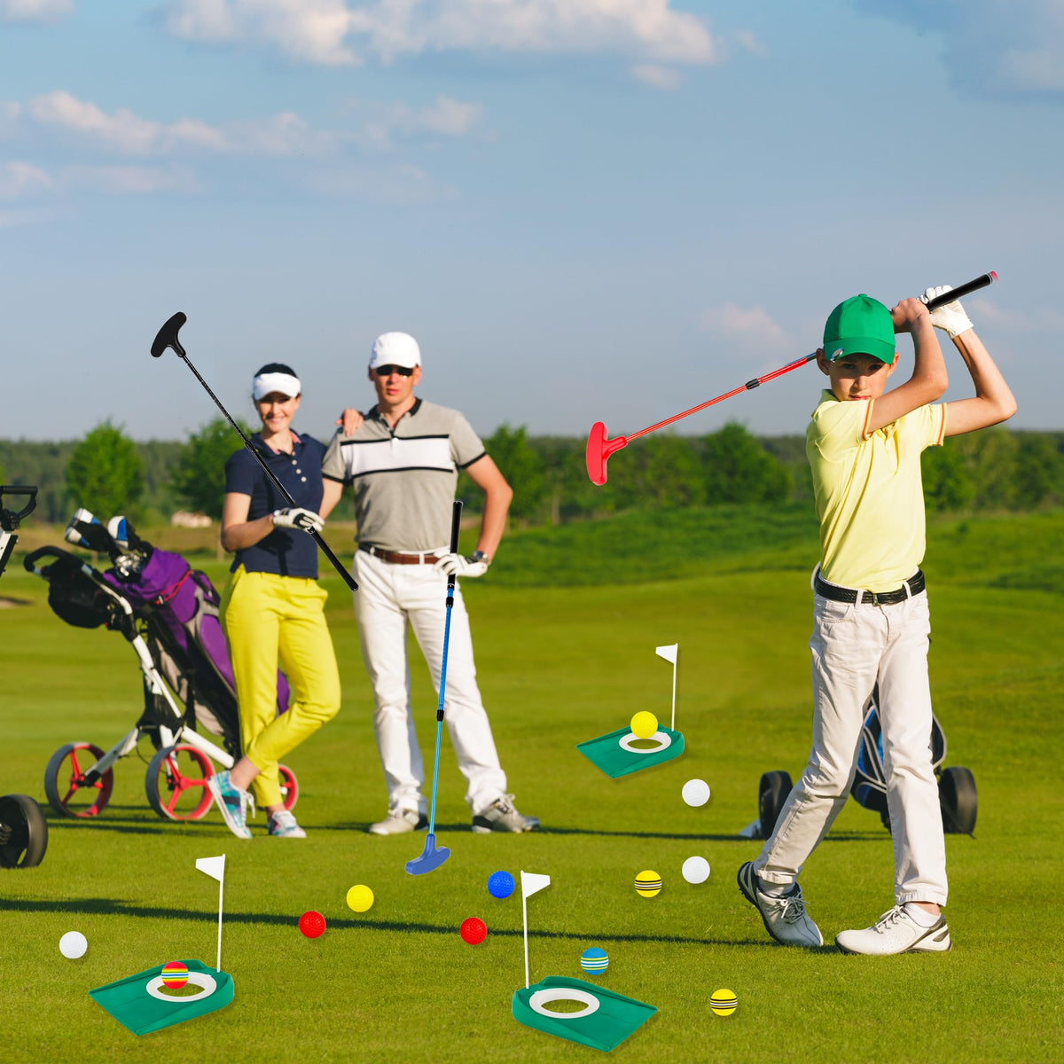 Norcoin portable mini golf set for all ages, easy to carry and store.