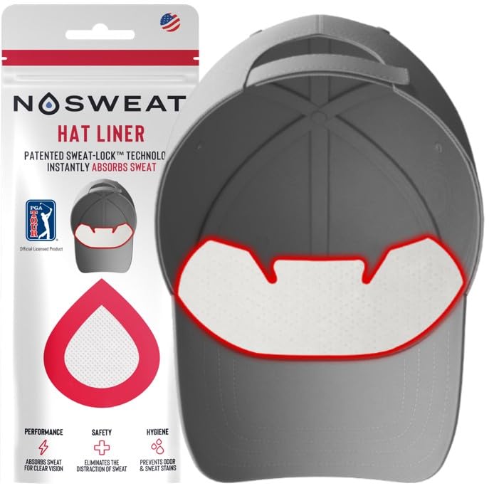 Nosweat Golf Hat Sweat Liner adhesive backside shows secure placement inside lids.