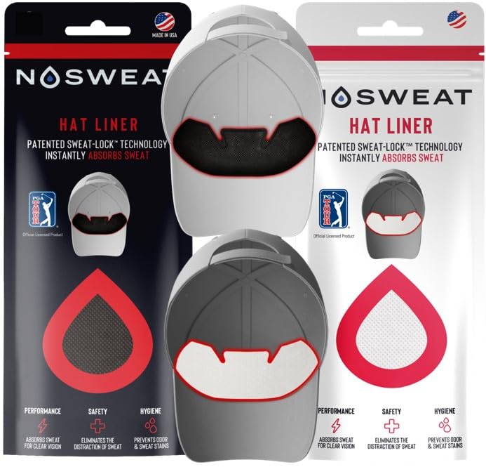 Nosweat Golf Hat Sweat Liner close-up highlights Dri-LID moisture absorption.