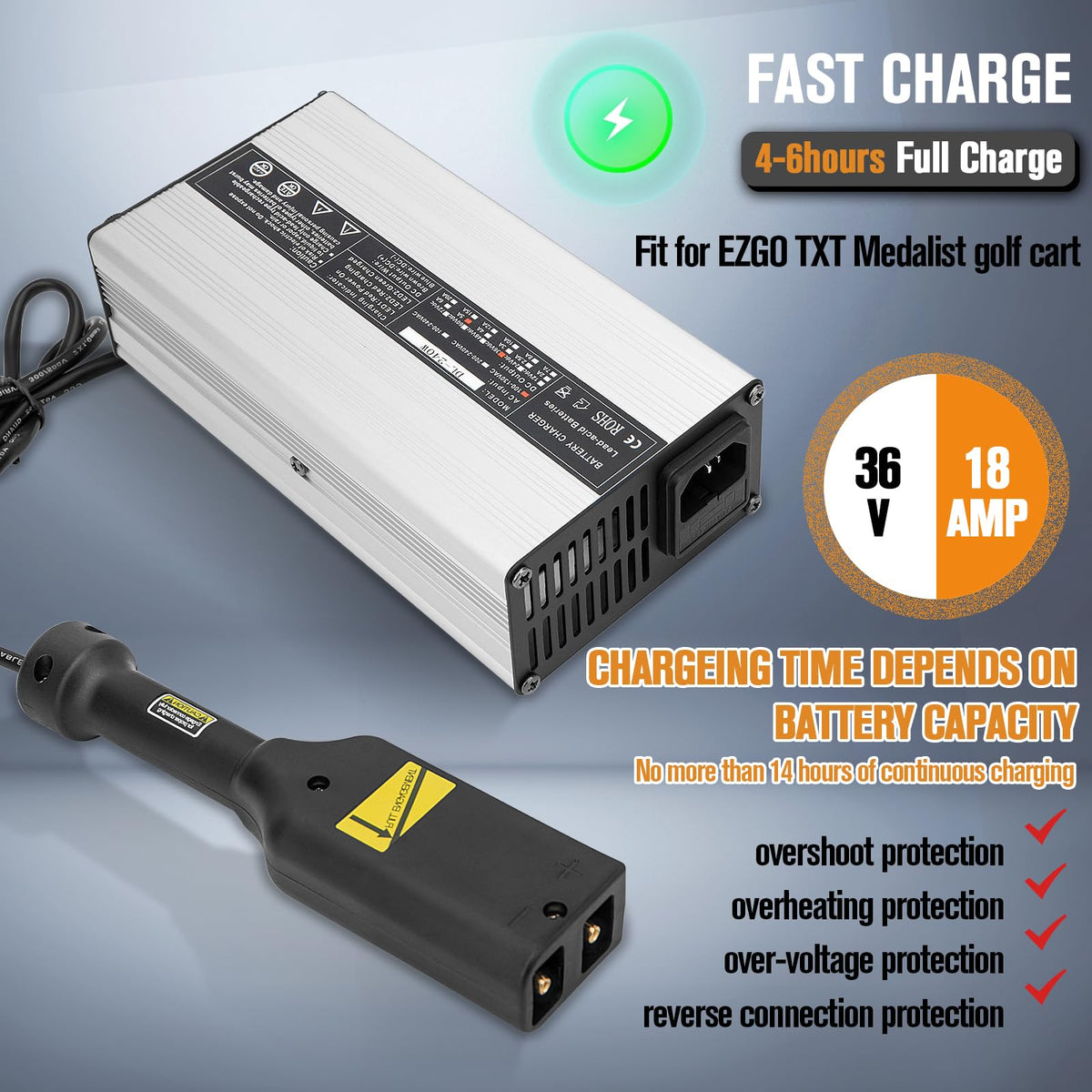 NOTETOUPT 36V charger compatible with EZ-GO TXT Medalist carts