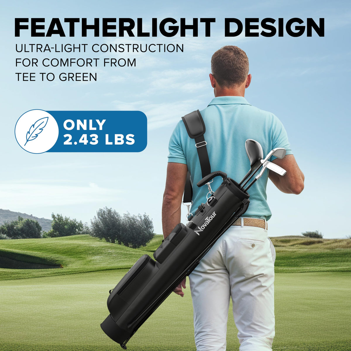 NovaTour Eclipse Black compact Par 3 bag fits tight layouts