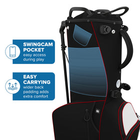NovaTour stand bag easy-lift handles simplify grabbing and lifting between shots