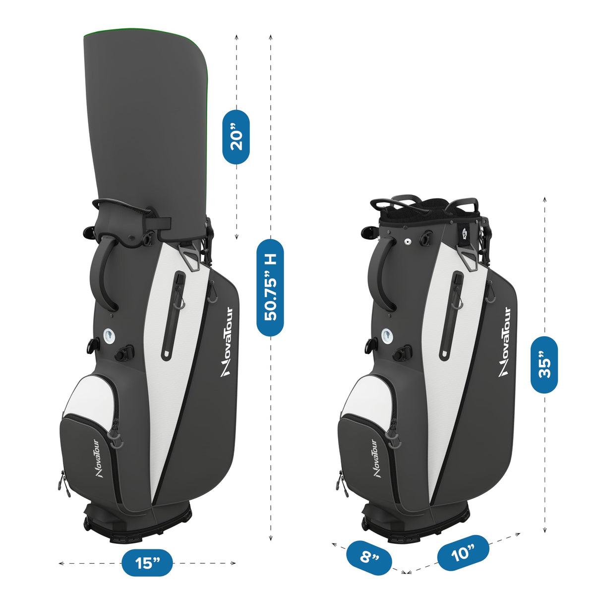 NovaTour Granite Grey bag with dual straps for comfortable carry on the course.