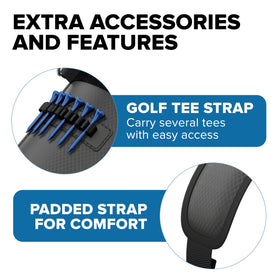 Durable 600D poly and ripstop fabric ensure everyday use on fairways.