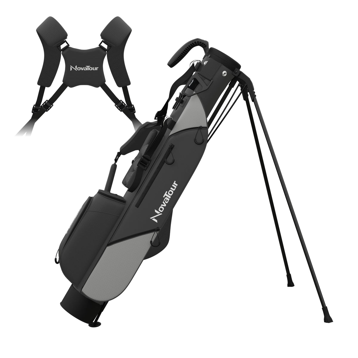 NovaTour Ultra Lightweight golf bag front view highlights compact carry