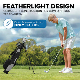 NovaTour Phantom Black golf bag in use on a par 3 course for quick club access