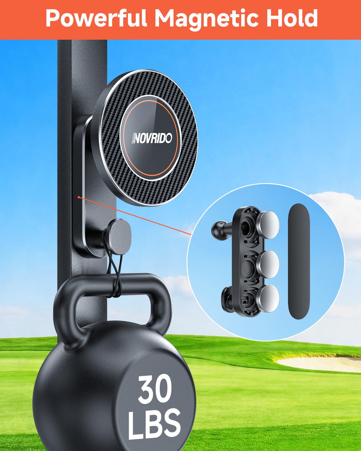 NOVRIDO easy-attach setup and adjustable viewing angle for optimal use