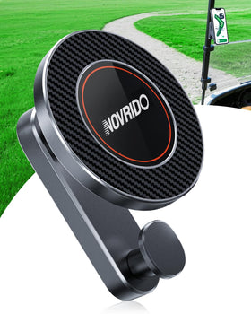 NOVRIDO golf cart phone holder with magnetic mount demonstrates secure hold on rough paths