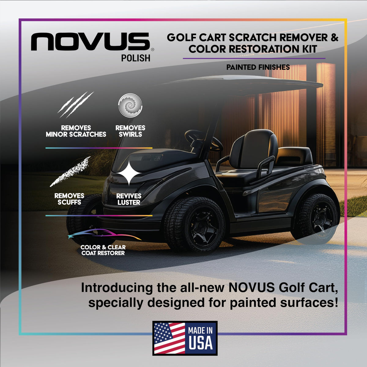 Novus 7765 side view showing improved shine on painted surface.